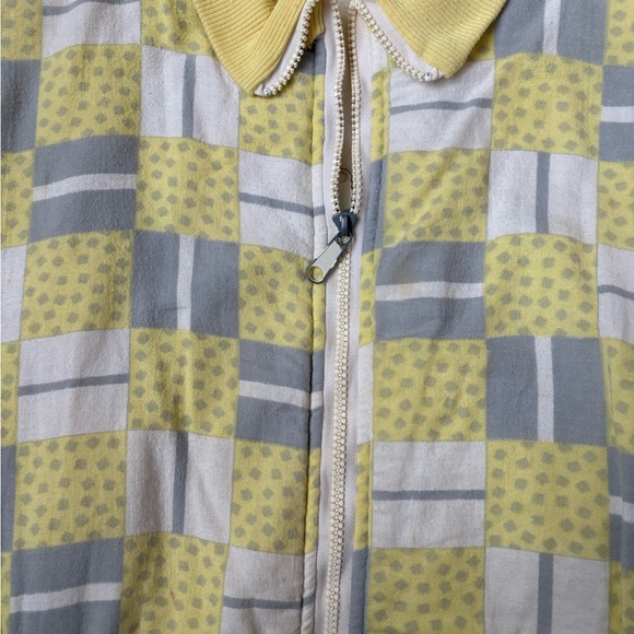Vintage unbranded soft cozy terry knit bomber jacket with patchwork print, sz S - Picture 2 of 9